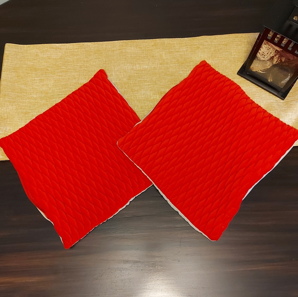 Red accent pillow cases